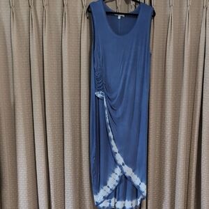 Women's Size XL Seven7 Blue & White Cascade Hem Sleeveless Dress